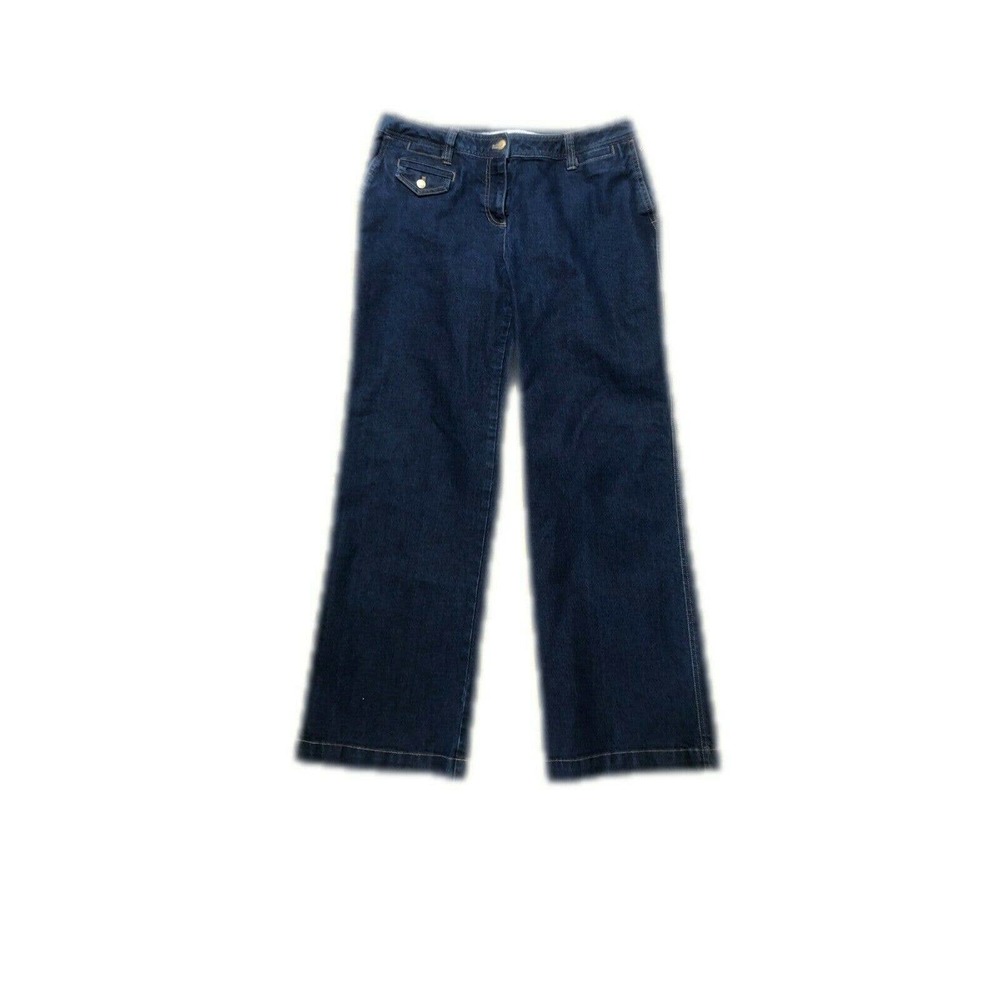 Jones Wear Studio Womens Blue Medium Wash Regular Straight Denim Jeans Size 16